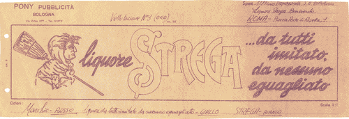 Image for Bozzetto per pubblicità "liquore Strega ...da tutti imitato, da nessuno eguagliato"