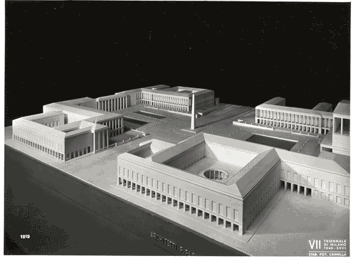 Image for VII Triennale - Mostra dell'architettura - Sezione 1°. L'E42, Olimpiade della civiltà - Modello in scala della piazza Imperiale per l'Esposizione internazionale di Roma di Francesco Fariello, Luigi Moretti, Saverio Muratori e Ludovico Quaroni