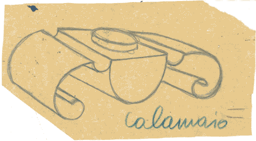 Image for Progetto di "servito da scrivania": calamaio in argento e galatite