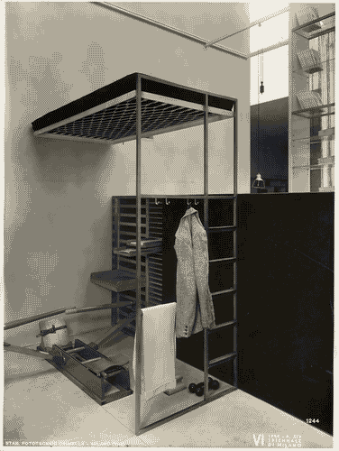 Image for VI Triennale - Mostra dell'arredamento - Stanza per un uomo di Franco Albini - Letto sospeso e armadio