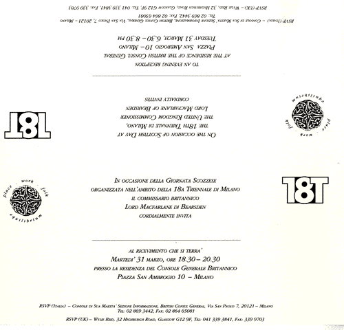 Image for Invito del Commissario Britannico al ricevimento in occasione della Giornata Scozzese