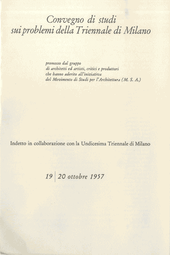 Image for Pieghevole del Convegno di Studi sui problemi della Triennale con programma e domande di iscrizione da compilare